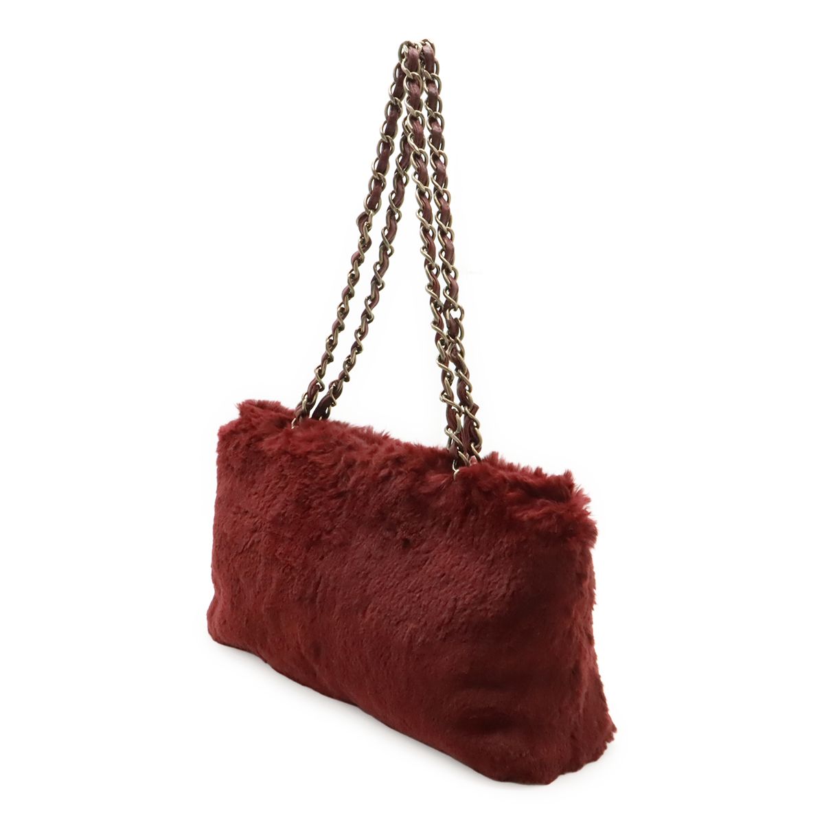 Chanel Lapin Rabbit Fur Coco Mark Chain Bag Shoulder Bag Bordeaux Gold Hardware