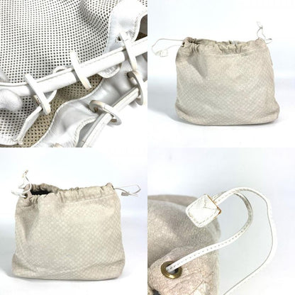 Gucci Shoulder Bag Perforated Mesh Logo 90644 Leather White