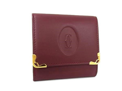 Cartier Must Line Leather Coin Case Coin Purse Men's Ladies Bordeaux