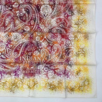Hermes Scarf Silk Carre 90 Indian Dust White
