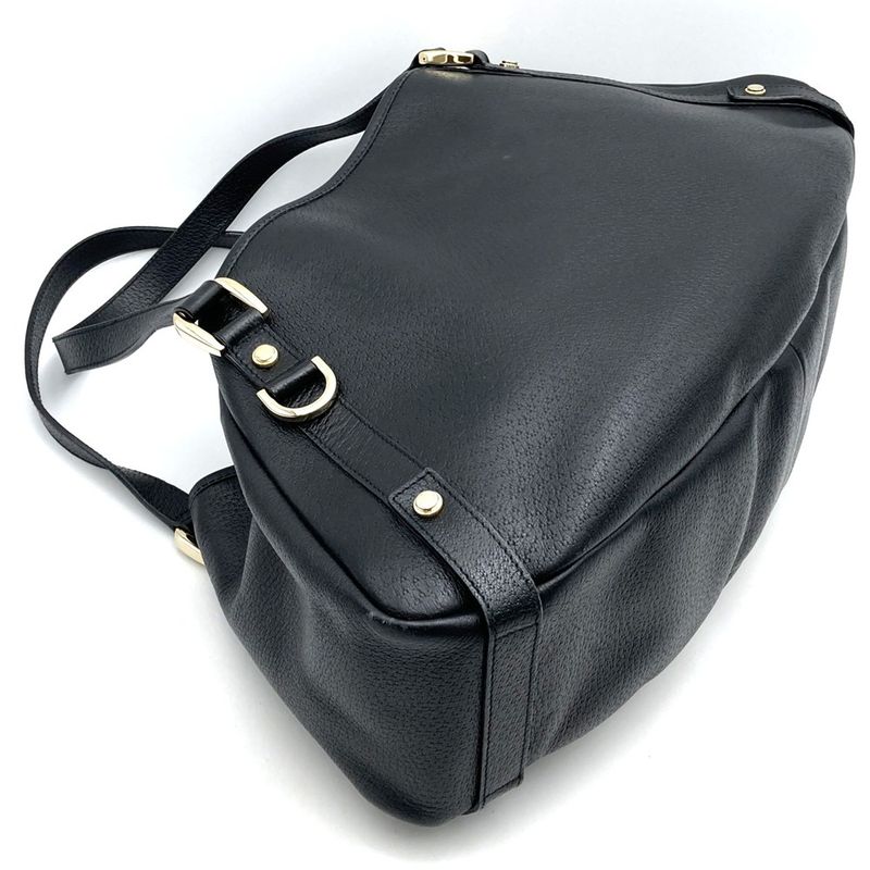 Gucci 130736 Shoulder Bag Tote Bag Leather None Land Black Ladies Men Fashion