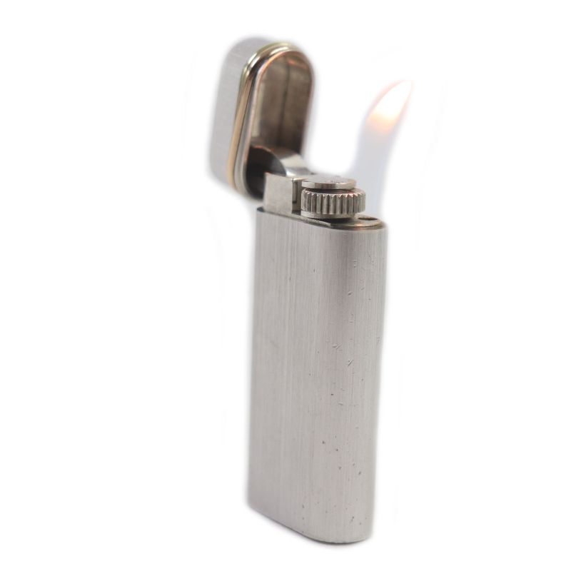  Cartier Trinity Oval Hairline Short Roller Gas Lighter Silver