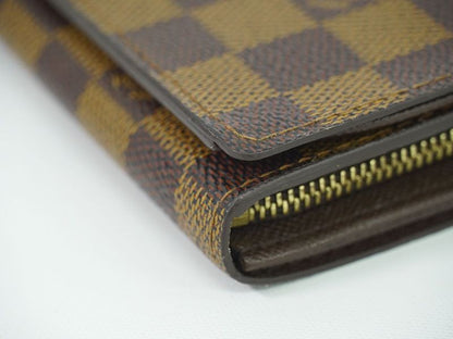 Authentic Louis Vuitton LV Porte Monet Bier Trésor Damier Ebène Fold Wallet