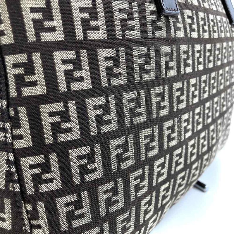 Fendi Zucchino Handbag Tote Bag Canvas Brown Women Men