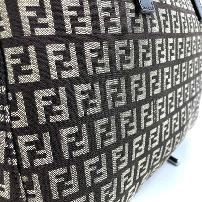 Fendi Zucchino Handbag Tote Bag Canvas Brown Women Men