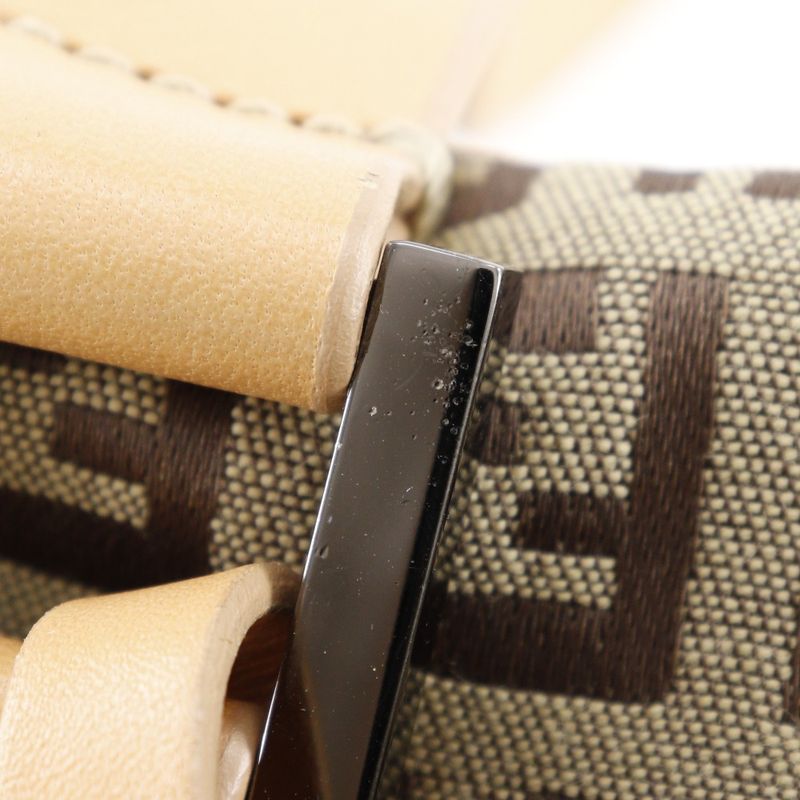 Fendi Zucchino 7vs014 Nylon Canvas And Leather Brown Unisex Boston Bag