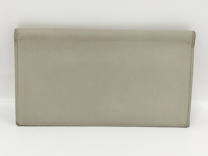 Hermes Citizen Long Silk Inn Bifold Long Wallet Leather Gray C Engraved