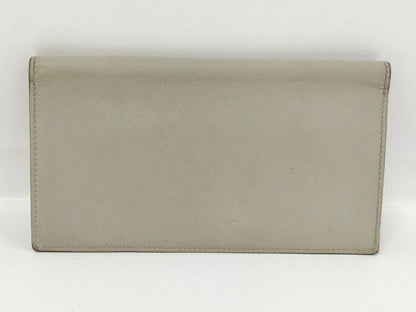 Hermes Citizen Long Silk Inn Bifold Long Wallet Leather Gray C Engraved