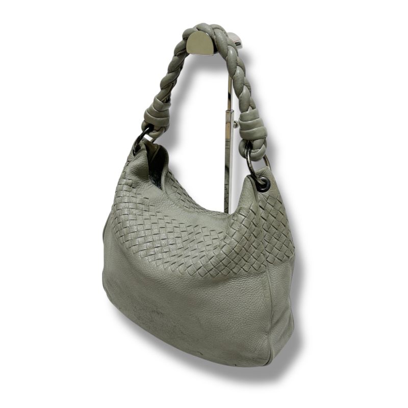 Bottega Veneta One Shoulder Bag Intrecciatoleather Light Gray Braided Soho Hobo