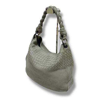 Bottega Veneta One Shoulder Bag Intrecciatoleather Light Gray Braided Soho Hobo