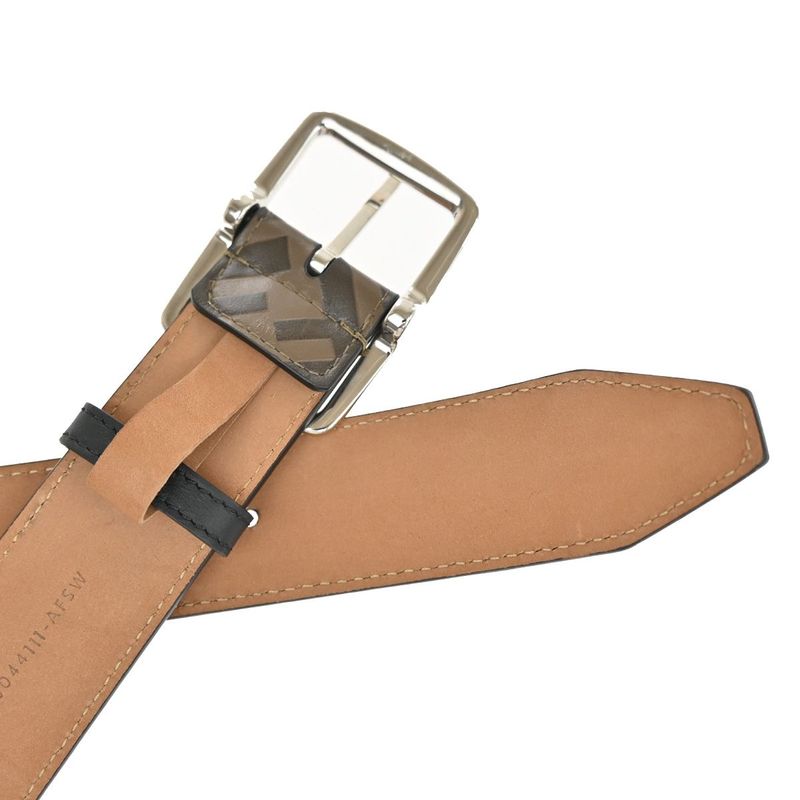 Fendi Belt FF Logo Zucca Pattern Brown Black Silver 37ka756