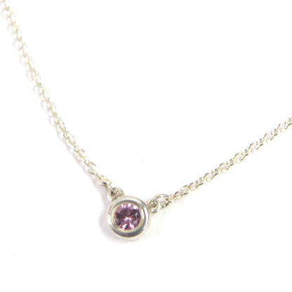  Tiffany & Co Colored Visa Yard Sv925 Pink Sapphire Chain Necklace Silver Made