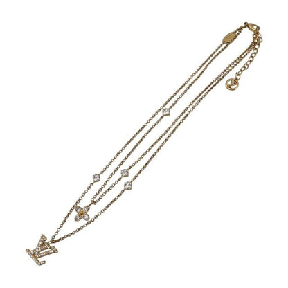 Louis Vuitton Necklace Lady LV M01845 Monogram Flower Rhinestone Strass Gold