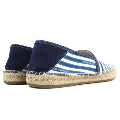 Louis Vuitton LV Logo Embroidery Striped Pattern Partially Suede Espadrilles
