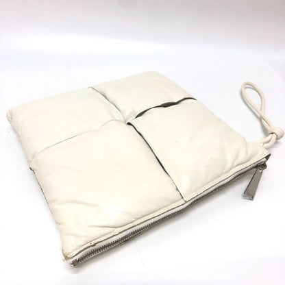 Bottega Veneta Clutch Bag Maxi Intrecciato Leather White