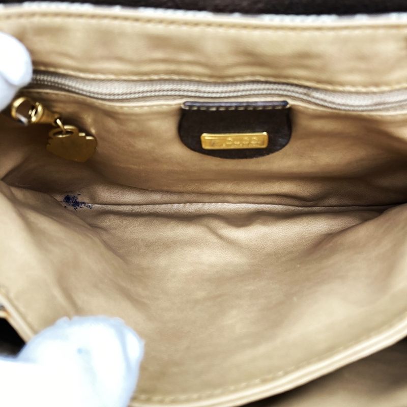 Gucci 001 116 6862 Old Gucci Shoulder Bag GG Supreme Sherry Vintage Brown Beige