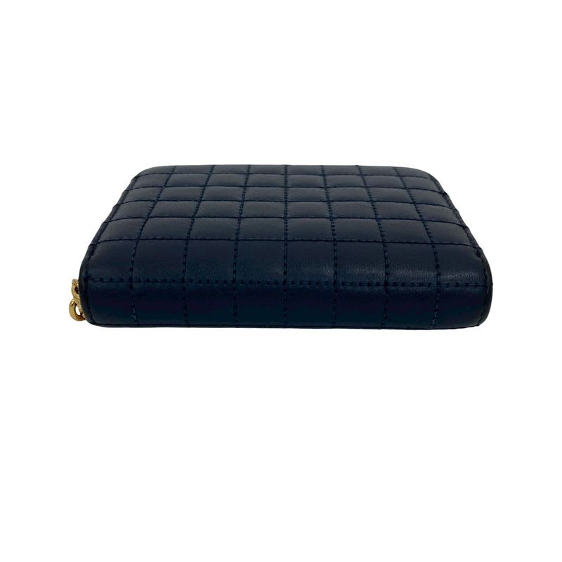 Celine Ccharm Compact Wallet Quilted Leather Round Zip Bifold