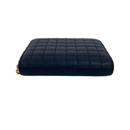 Celine Ccharm Compact Wallet Quilted Leather Round Zip Bifold