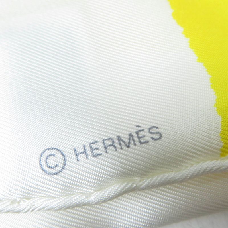 Hermes Carre Geant Carre 90 Rosace DE Janos BER 100% Silk Scarf Yellow With Box