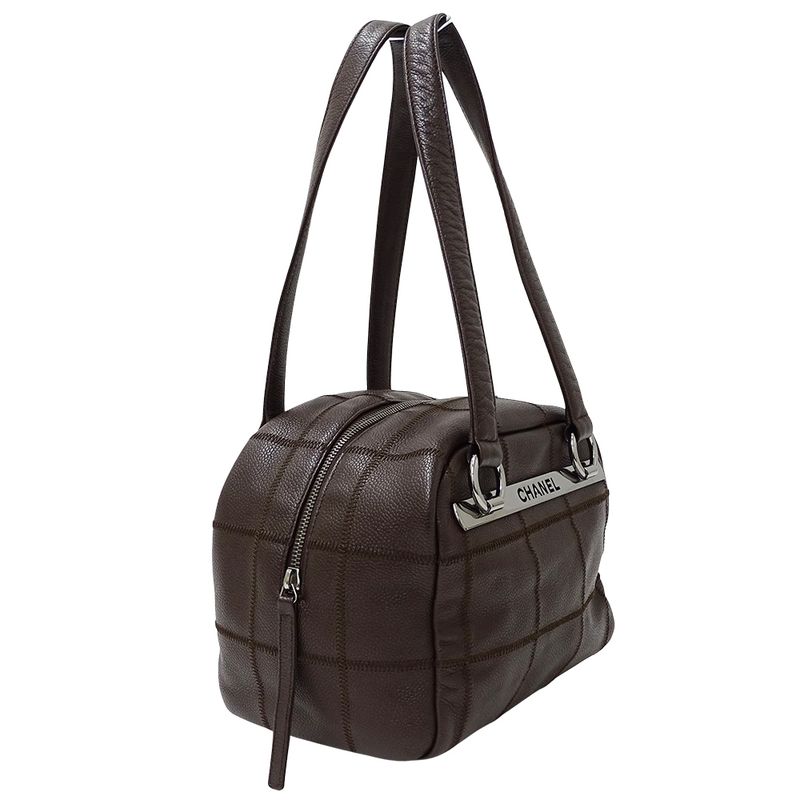 Chanel Bag Choco Bar Ladies Branded Handbag Shoulder Bag Caviar Skin Brown