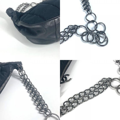 Chanel Shoulder Bag CC Coco Mark Choco Bar Leather / Nylon Black