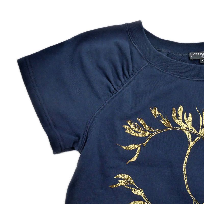 Chanel Short Sleeve Cut And Sew - P57840k07626 Size XS Coco Mark Navy -