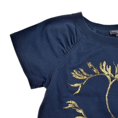 Chanel Short Sleeve Cut And Sew - P57840k07626 Size XS Coco Mark Navy -