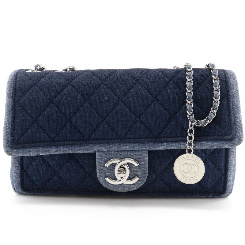 Chanel Chain Shoulder Matelasse Double Chain Denim Blue Ladies Shoulder Bag