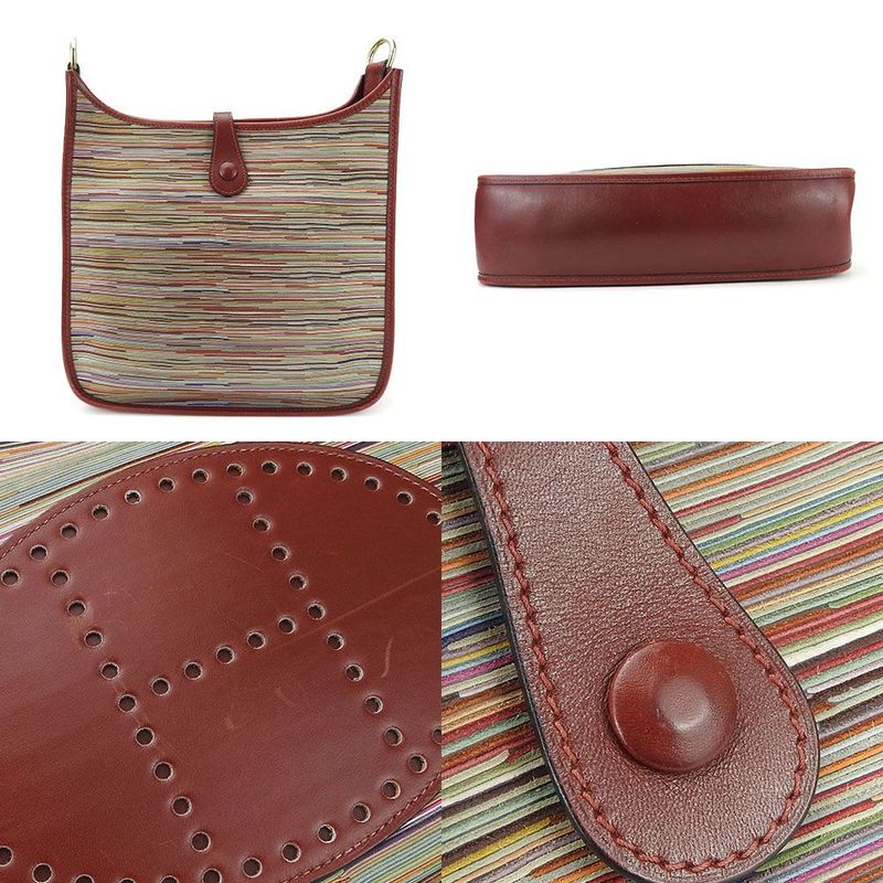 Hermes Shoulder Bag Shoulder Evelyne 1PM □F Engraved Vibrato Bordeaux Leather