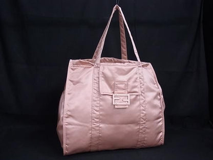 Fendi Bucket Shopping Bag Nylon Tote Women's Pink Beige Fp4609