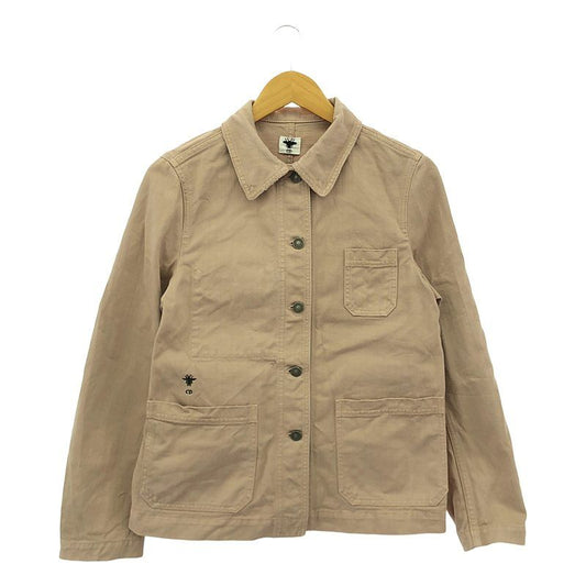 Christian DIOR - Bee Embroidered Denim Jacket Damaged Denim Jacket - 38 - Pink