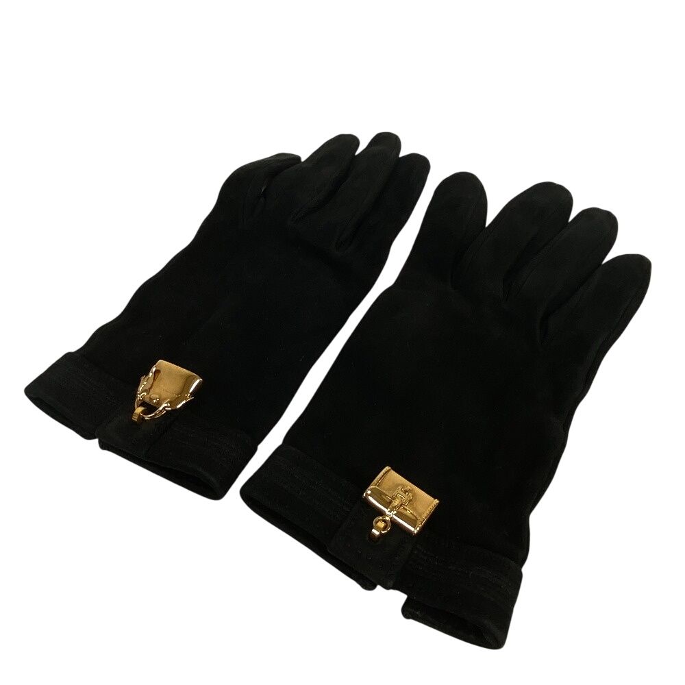 Hermes/Hermes Bolide Gigi Suede Gloves Black Ladies Brand
