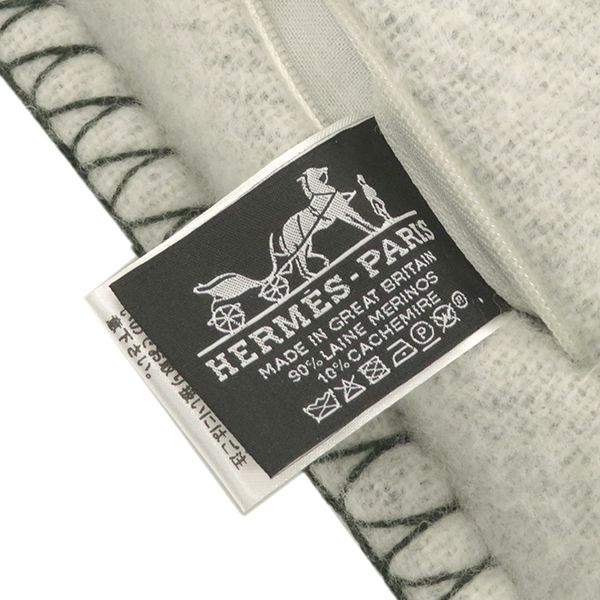 Hermes Tattersall Cushion Wool Cashmere Follet White Hardware Cabas - Removable