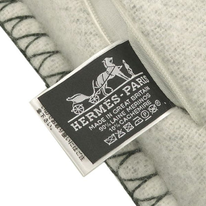 Hermes Tattersall Cushion Wool Cashmere Follet White Hardware Cabas - Removable