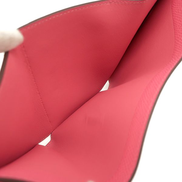 Hermes Trifold Wallet Bearn Combine Vaux Epson Rose Azalea Silver Hardware W