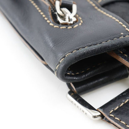 Celine Macadam 157112jbu Nylon Canvas And Leather Black Unisex Shoulder Bag