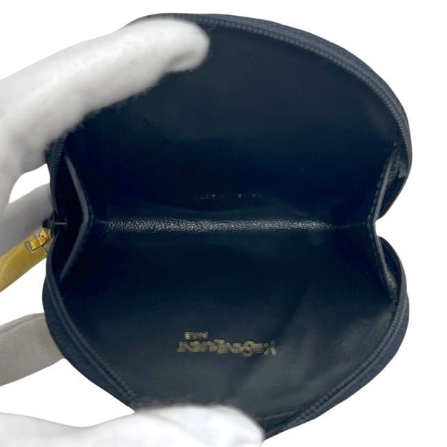 Yves Saint Laurent Coin Case Black Coin Purse Excellent Condition Leather