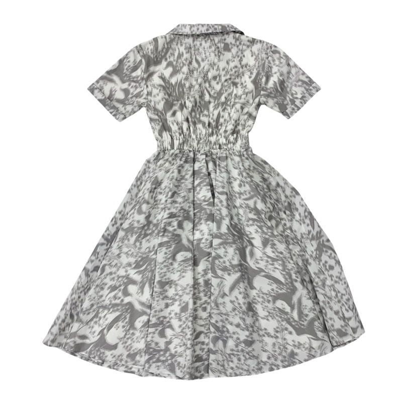 Christian DIOR Dress White Gray Kids Short Sleeve Logo Dress