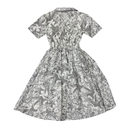 Christian DIOR Dress White Gray Kids Short Sleeve Logo Dress