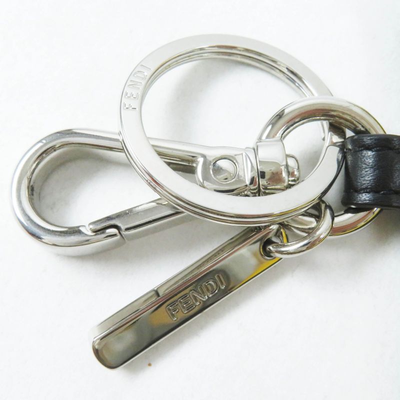 Fendi Bug's Eye Triangle Bicolor Leather Coin Case With Key Ring Yellow Black