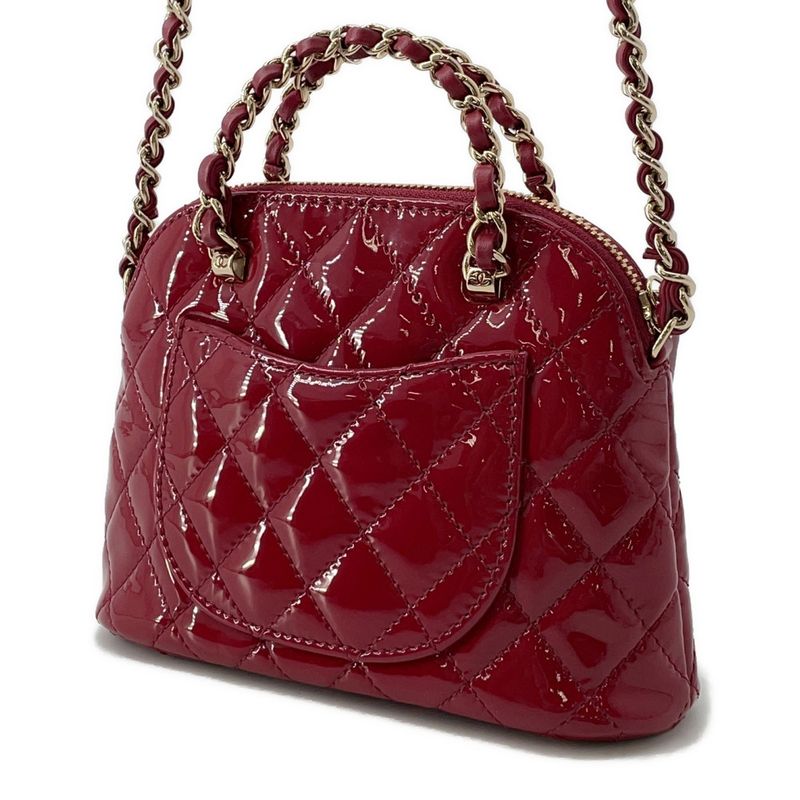 Chanel Chain Shoulder Bag CC Logo Quilted Patent