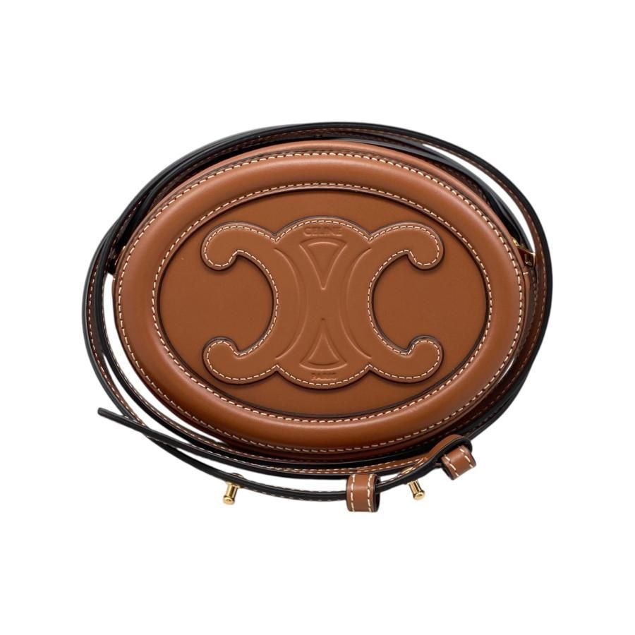 Celine Shoulder Bag Oval Purse Crossbody Bag 10i703 Cuir Triomphe Brown Gold