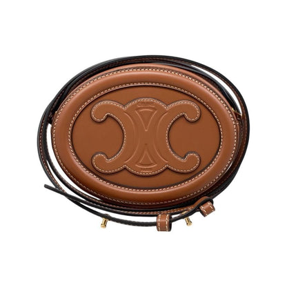 Celine Shoulder Bag Oval Purse Crossbody Bag 10i703 Cuir Triomphe Brown Gold