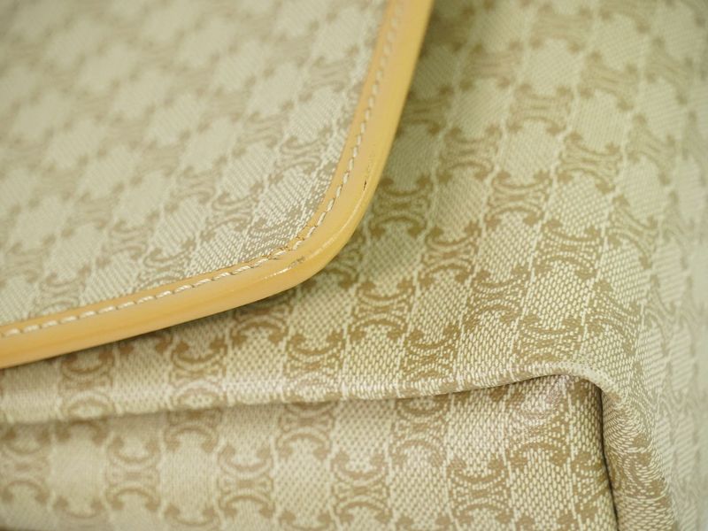 Authentic Celine Macadam Shoulder Bag Pochette PVC Beige Macadam Bag Pre-owned