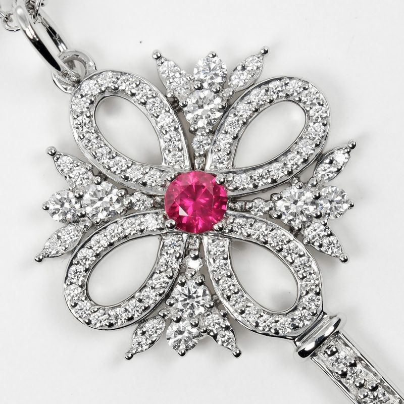 Tiffany & Co Victoria Key Medium Pt950platinum X Diamonds X Rubies Ladies 6.67g