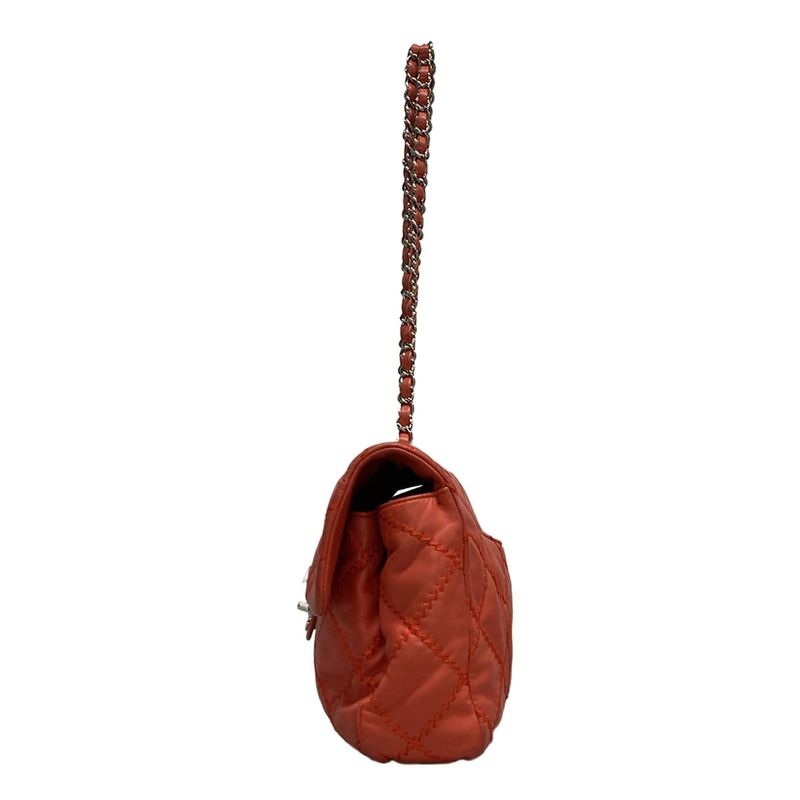 Chanel Shoulder Bag Ultra Stitch Orange Flap Bag / Silver Hardware / Chain