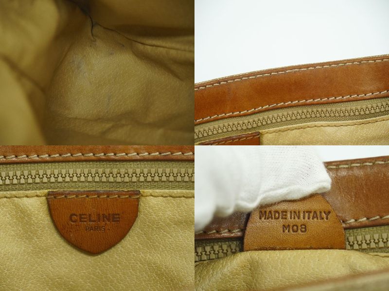 Authentic Celine Macadam Shoulder Bag Pochette PVC Beige Macadam Bag Pre-owned