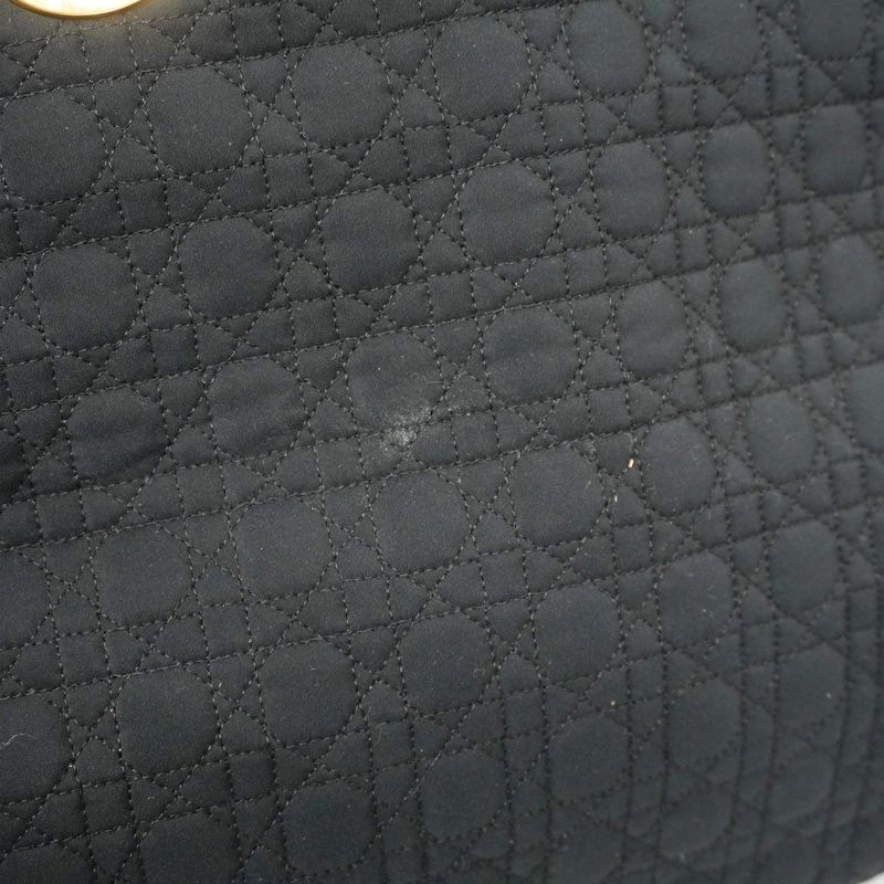Christian Dior Handbag Canage Lady Dior Nylon Black Gold Hardware Women