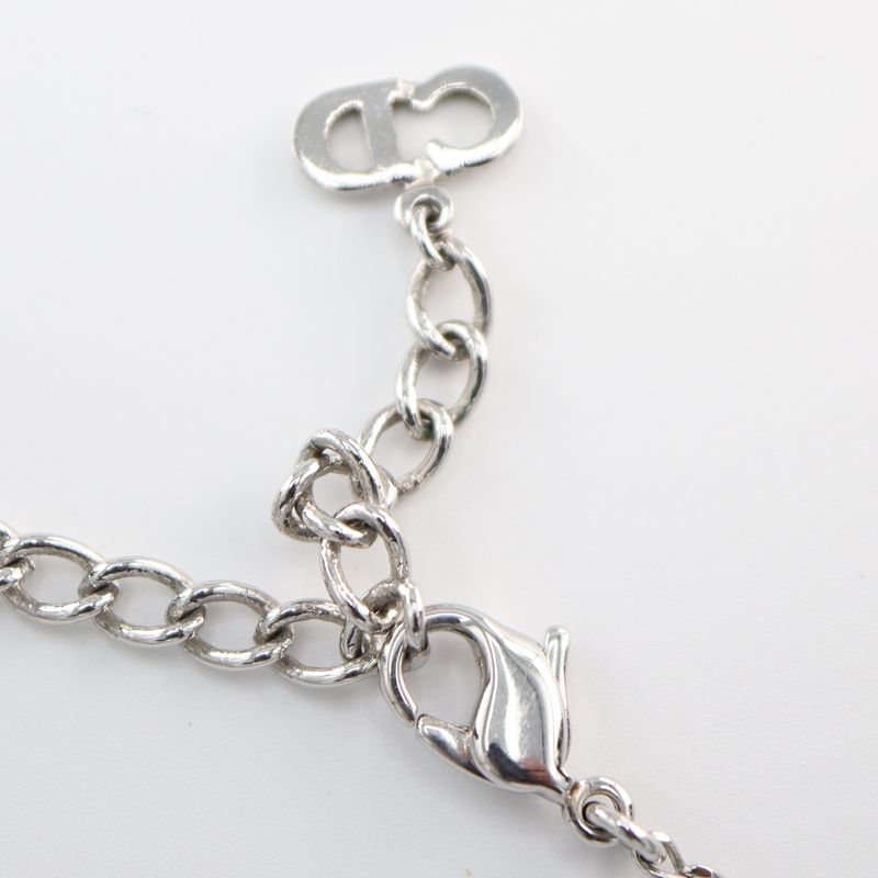 Christian DIOR Bracelet Cube 4charm Approx 5.9g Silver Color Accessories Bag