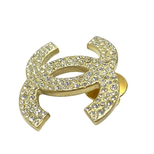 Chanel Brooch Pin Brooch Pin Badge Accessories Coco Mark GP Rhinestone Gold 08P